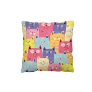 Colorful Cartoon Cat 🐱 Pillow Cover